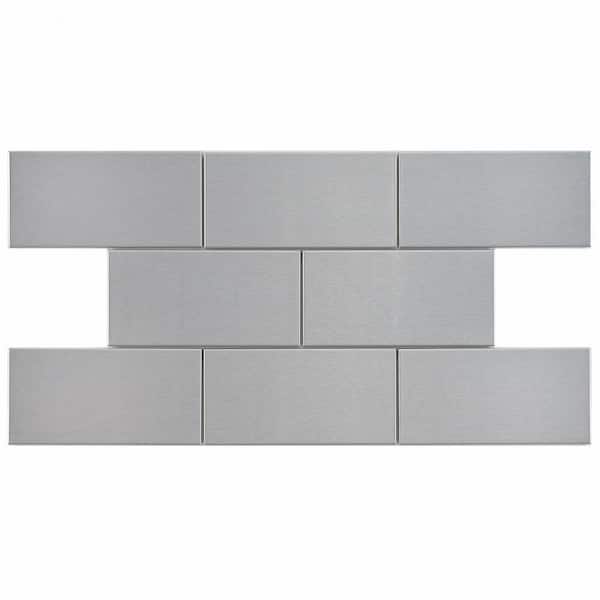 Merola Tile Alloy 3 in. x 6 in. Stainless Steel Metal Over Porcelain Subway Wall Tile (1 sq. ft. / pack)