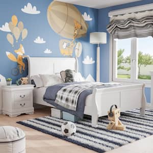 2-Piece Burkhart White Wood Twin Bedroom Set with Nightstand