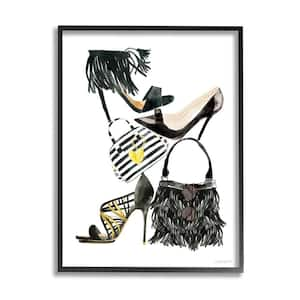 Stupell Industries Fashion High Heel Bookstack Gold Zebra Print by  Madeline Blake Framed Abstract Texturized Art Print 24 in. x 24 in.  ad-631_gff_24x24 - The Home Depot