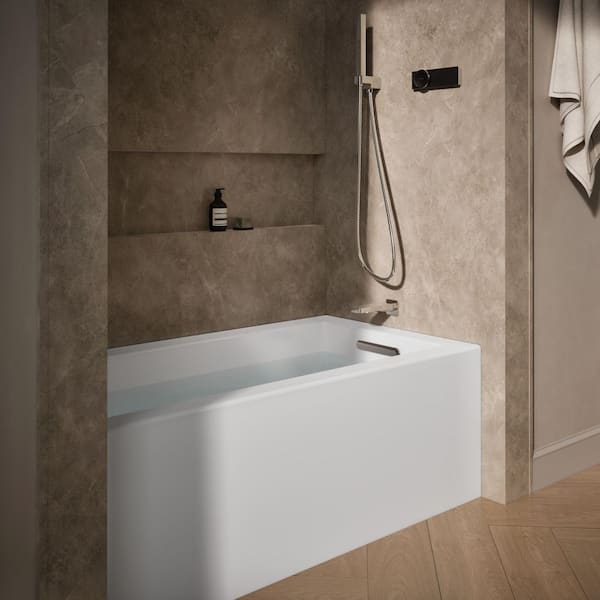 Underscore 60 in. x 32 in. Soaking Bathtub with Right-Hand Drain in White