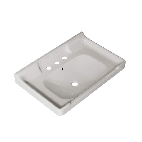 28 in. Bathroom Rectangle Ceramic Drop-In Sink in White