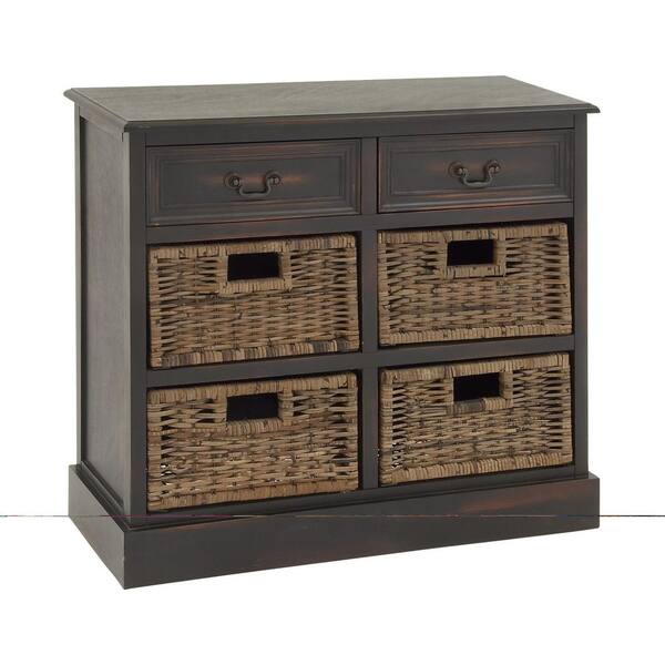 Litton Lane 28 In X 30 In X 12 In Dark Brown Wood Traditional Storage Unit 96253 The Home Depot