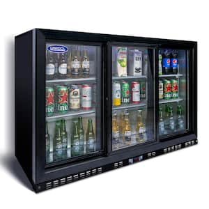 11.3 cu.ft. Commercial Beverage Refrigerators in Black, 480 Cans Cooler, with 3 Glass Door Back Bar