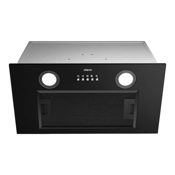 JEREMY CASS 20 in. 450 CFM Ducted Insert Range Hood in Black with 3 Speed Exhaust Fan, Push Button Control