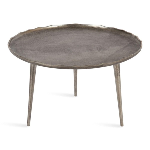 Alessia 25.25 in. Silver Round Metal Coffee Table