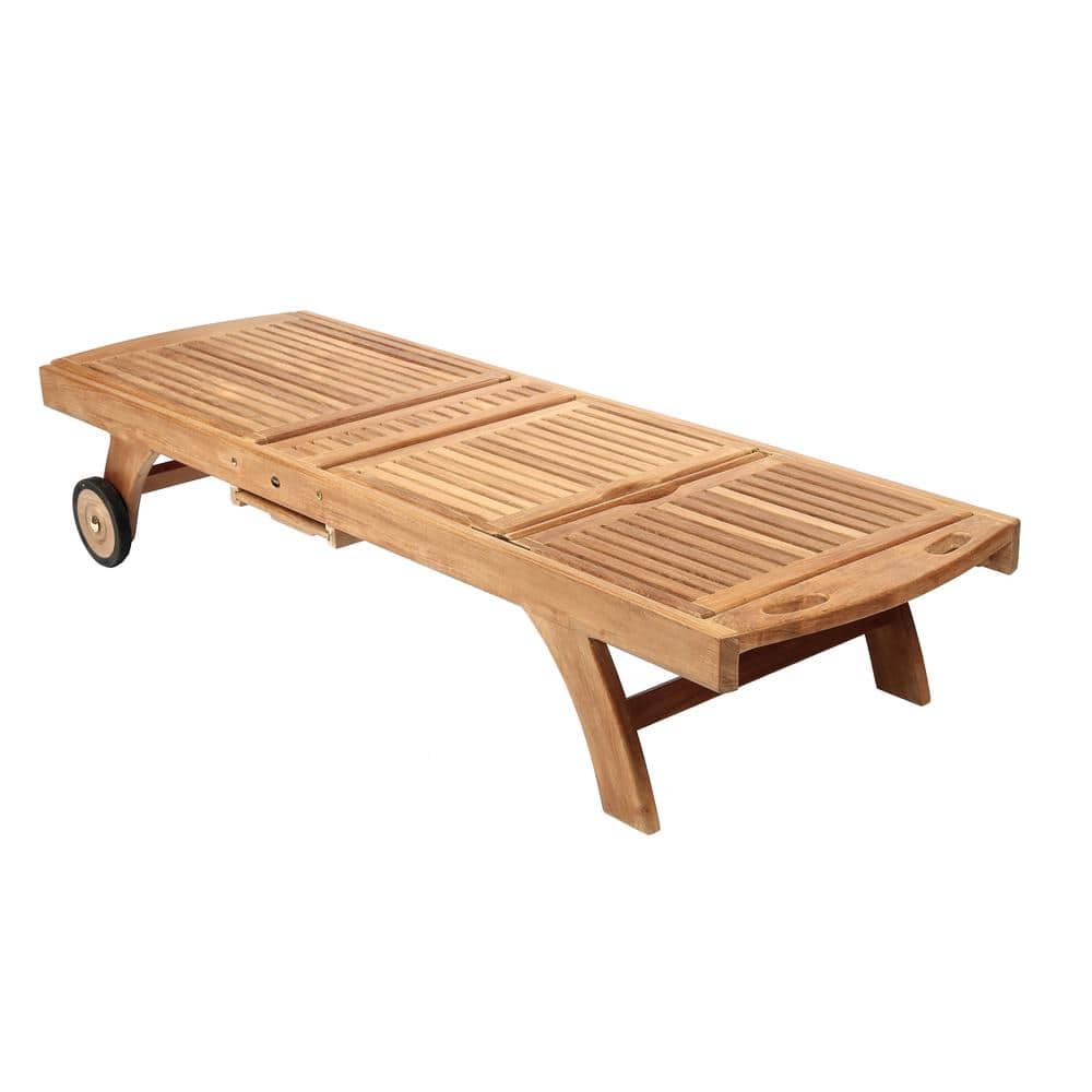 Adjustable Teak Armless Outdoor Chaise Lounger