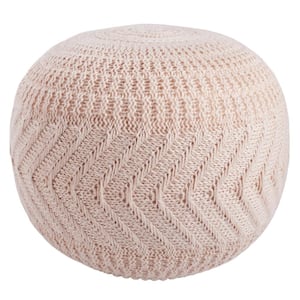 Lucille Light Blush Solid Round Pouf 20 in. x 20 in. x 14 in.