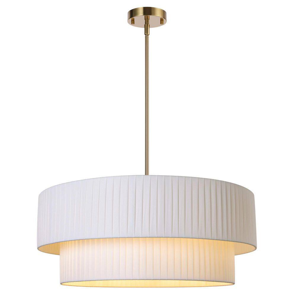 5-Light Antique Gold Drum Pendant Light with White Fabric Shade price history on PriceWatchPro
