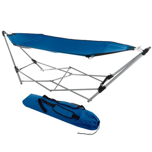 Pure Garden 7.8 ft. Portable Free Standing Hammock with Stand in Blue