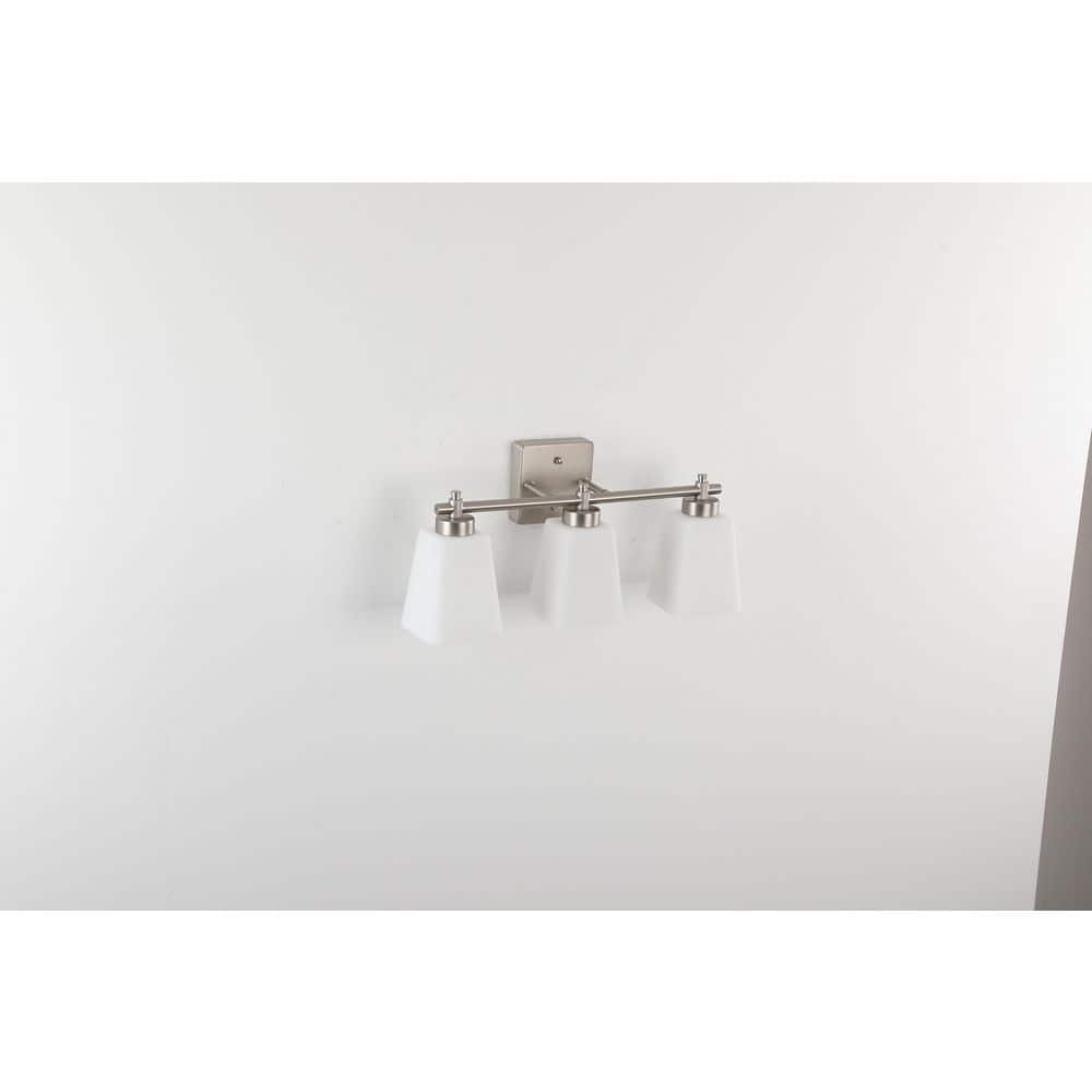 20.3 in. 3-Light Nickel Bathroom Vanity Light Contemporary Wall Sconce with Milky White Glass Shades price history on PriceWatchPro