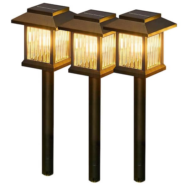 10 Pack Retro Solar Pathway Lights Outdoor Waterproof Bright Decorative Yard Walkway Lights 10 Hours Lighting