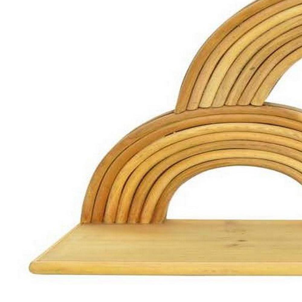 Dadi Natural Wood Semi Circle Wall Shelf with 4 Layers