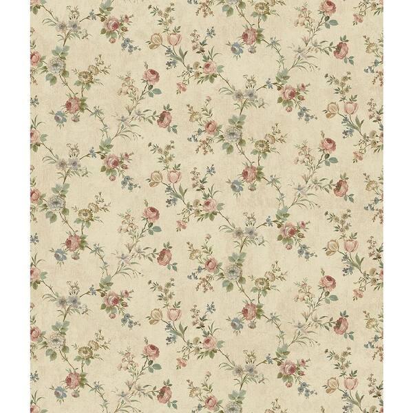 Chesapeake Floral Sepia Trail Wallpaper Sample