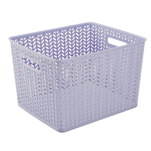 Simplify 14 in. D x 9 in. H x 12 in. W Lilac Fabric Cube Storage Bin