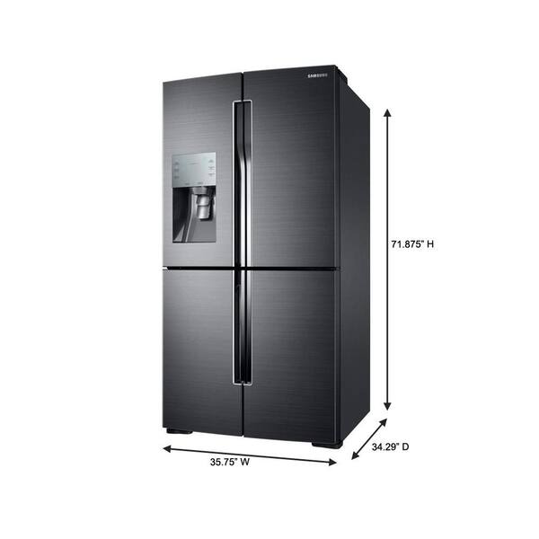 Samsung 35 75 In W 28 1 Cu Ft French Door Refrigerator In Fingerprint Resistant Black Stainless Rf28k9070sg The Home Depot