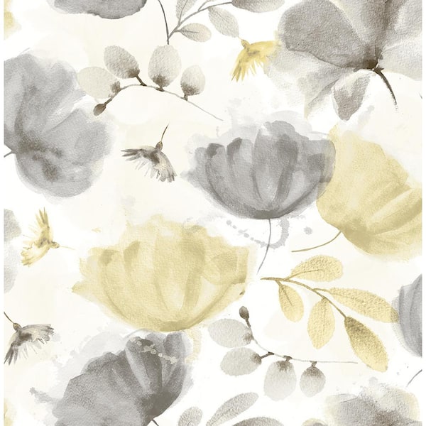 Brewster Zahra Grey Floral Grey Wallpaper Sample