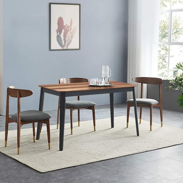 43.5 in. Brown Wood Mid Century Rectangular Dining Table