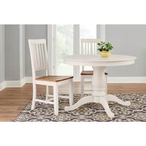 Scottsbury Ivory Wood Dining Chair with Slat Back and Honey Finish Seat (Set of 2) (16.7 in. W x 38.7 in. H)