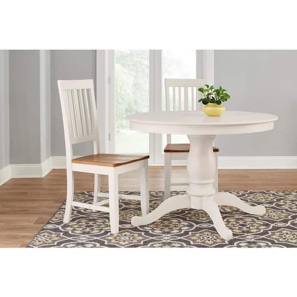 Stylewell Ivory Wood Round Dining Table, Round White Dining Tables For 4