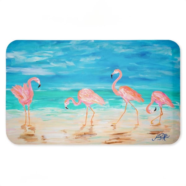Four Flamingos Beach Printed Anti-Fatigue Floor Mat, design by Julie DeRice