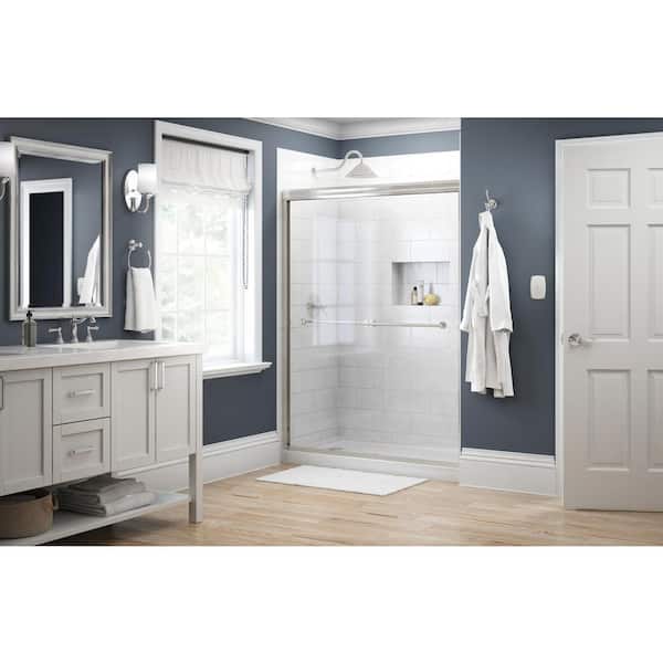 Delta Traditional 59-3/8 in. W x 70 in. H Semi-Frameless Sliding Shower Door in Nickel with 1/4 in. Tempered Clear Glass