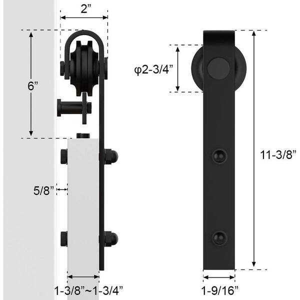 Winsoon 7 5 Ft 90 In Frosted Black Sliding Barn Door Hardware Track Kit For Single With Non Routed Floor Guide Gcm1913 Winsoon 7 5 Ft 90 In Frosted Black, Smart Standard Sliding Door Hardware Manual