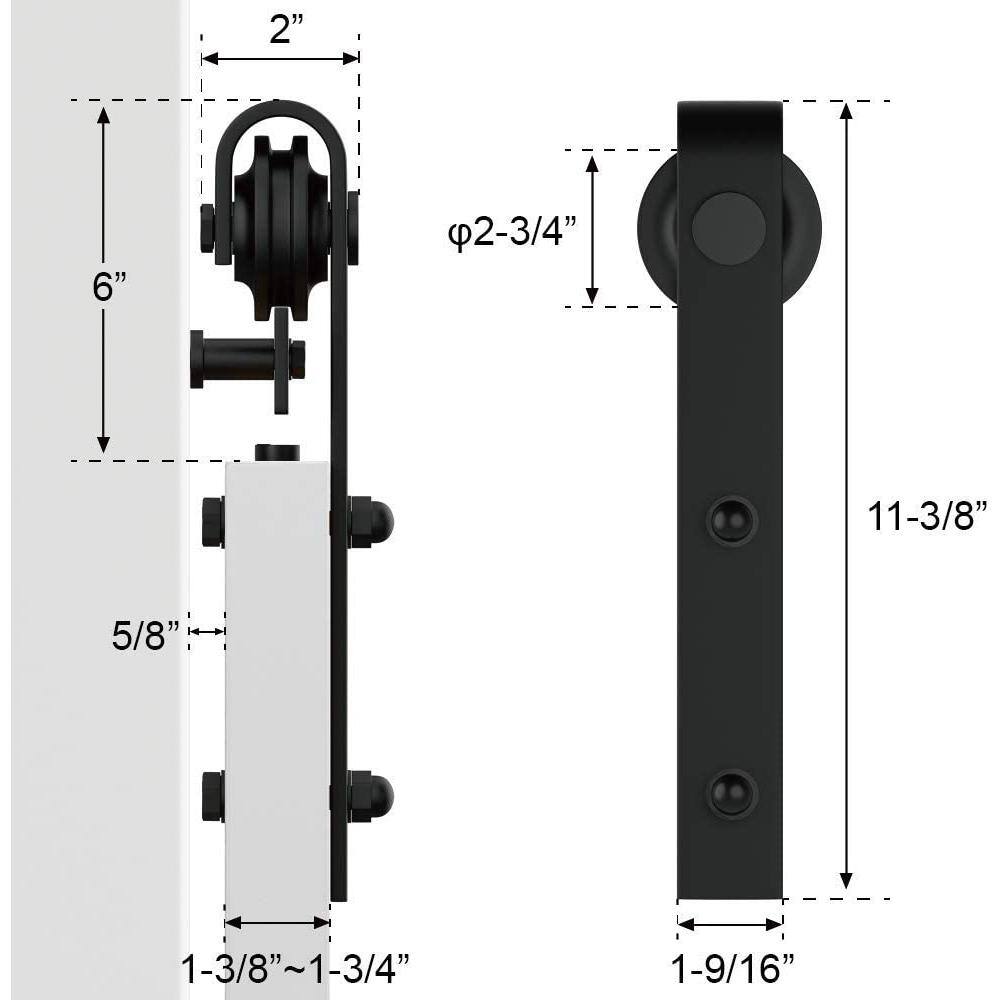 Matte Black Sliding Barn Door Hardware Track Kit, 12ft