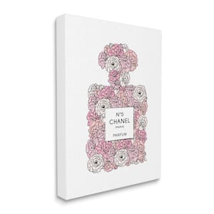 ''Pink Rose Perfume Bottle Designer Fashion'' by Martina Pavlova Unframed Nature Canvas Wall Art Print 24 in. x 30 in.