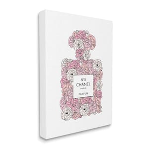 "Pink Rose Perfume Bottle Designer Fashion" by Martina Pavlova Unframed Nature Canvas Wall Art Print 36 in. x 48 in.