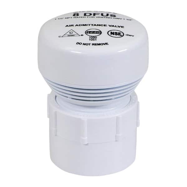 White Air Admitance Valve 1-1/2 in. PVC Adapter with 20 DFU Branch / 8 DFU Stack