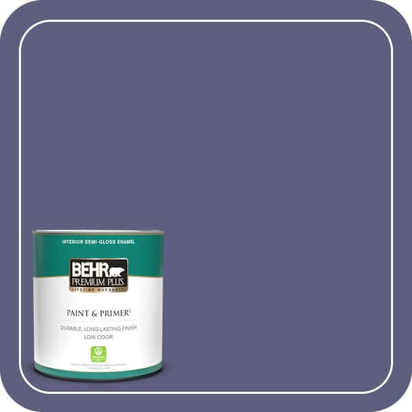 BEHR PREMIUM PLUS 1 qt. #M550-7 Strong Iris Semi-Gloss Enamel Low Odor Interior Paint & Primer