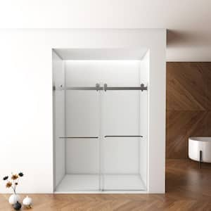 Moray 60 in. W x 76 in. H Sliding Frameless Shower Door in Brushed Nickle Finish with Clear Glass