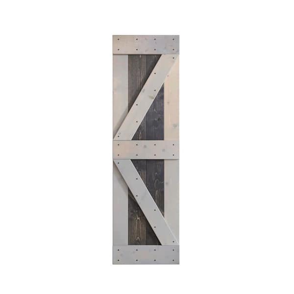 COAST SEQUOIA INC K Series 30 in. x 84 in. Carbon Grey/Light Grey Knotty Pine Wood Barn Door Slab