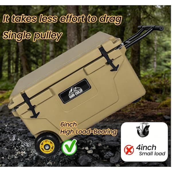 New 65 qt. Khaki Plastic Ultra-Tough Hard Shell Cooler Box
