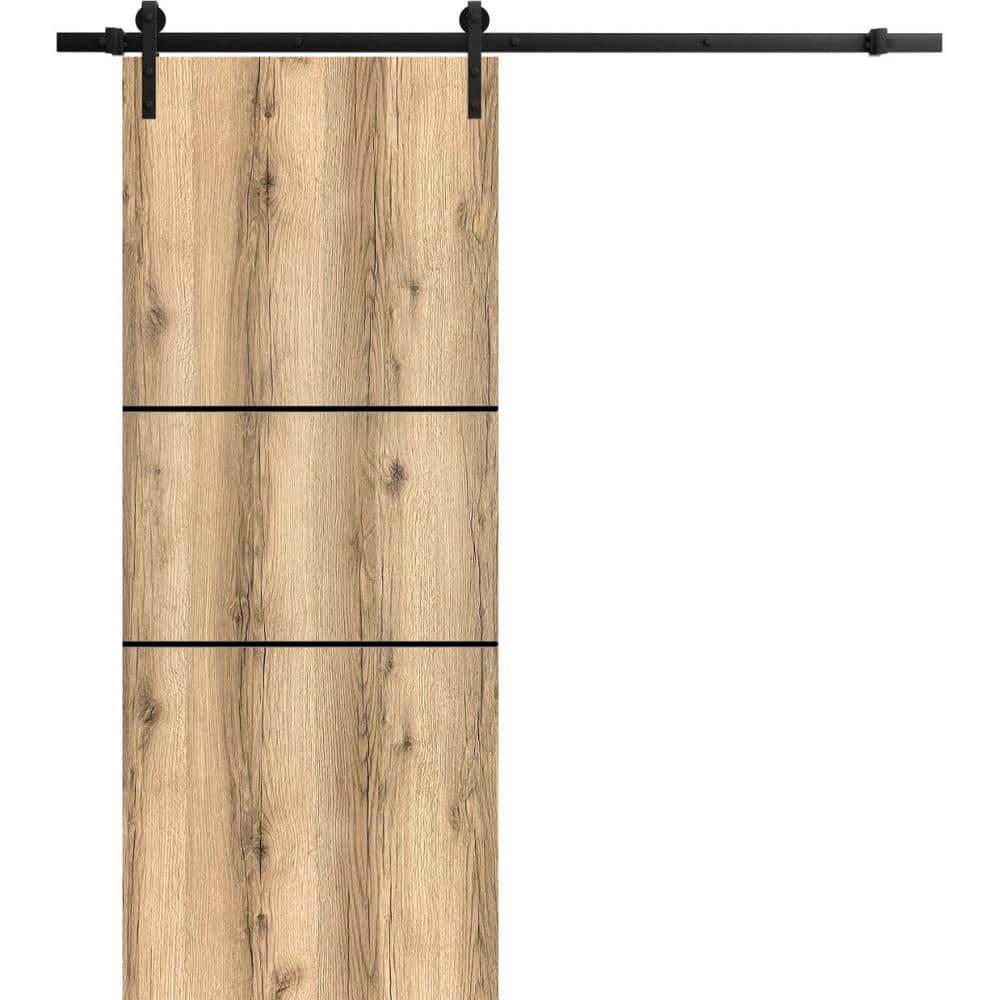 Assembly Required 18 in. x 84 in. 1-Panel Oak Solid Wood with Honeycomb Sliding Barn Door with Hardware Kit price history on PriceWatchPro