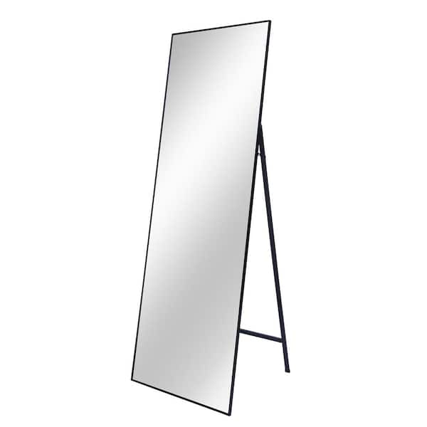 Yipscazo Full Length Mirror Standing Black 22 in. W x 65 in. H with Aluminum Frame, Floor Mirror Wall Hanging or Leaning Decor