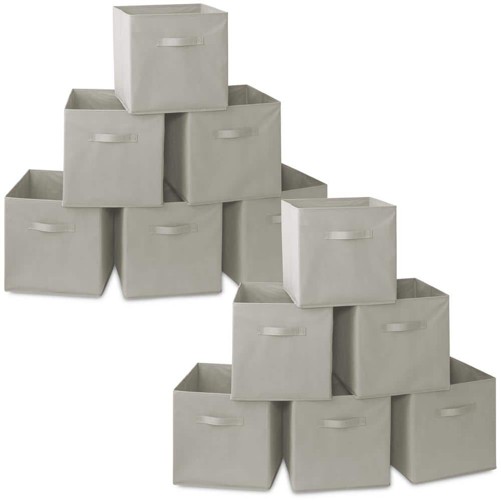 Light Gray 13 in. x 13 in. Fabric Collapsible Cubes Decorative Basket Storage Bins-Set of 12 price history on PriceWatchPro