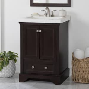 Stratfield 25 in. W x 22 in. D x 37 in. H Single Sink  Bath Vanity in Chocolate with White Cultured Marble Top