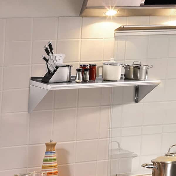 Stainless Steel Floating Shelf 10 Deep for Kitchen, Bathroom and Home