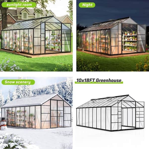 AirWire 10 ft. W x 18 ft. D Polycarbonate Greenhouse with Quick
