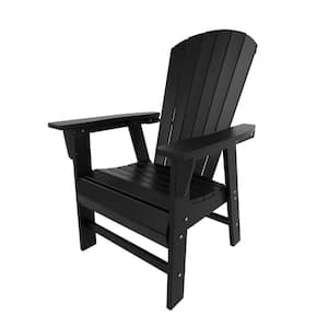 Altura Outdoor Patio Fade Resistant HDPE Plastic Adirondack Style Dining Chair with Arms in Black