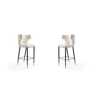 Holguin 41.34 in. Cream, Black and Gold Wooden Barstool (Set of 2)