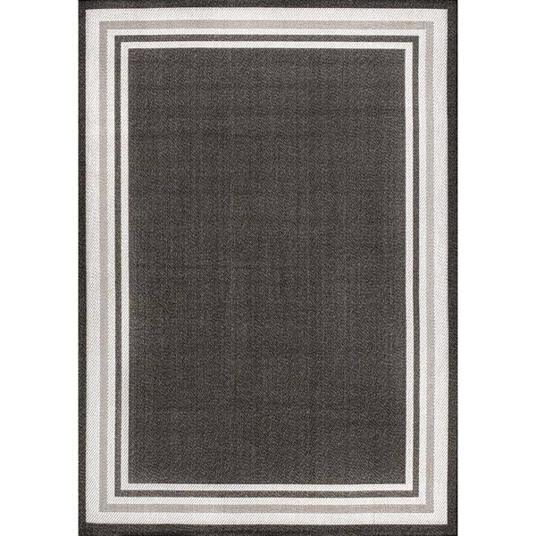 James Modern Border Stripe Black/Cream 8 ft. x 10 ft. Indoor/Outdoor Area Rug