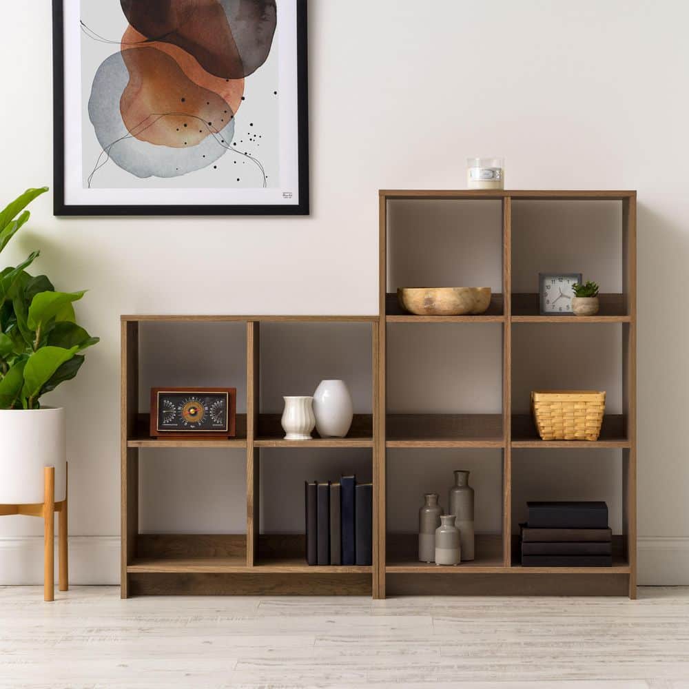 Ash Brown Adjustable 6-Cube Wood Organizer for Versatile Storage