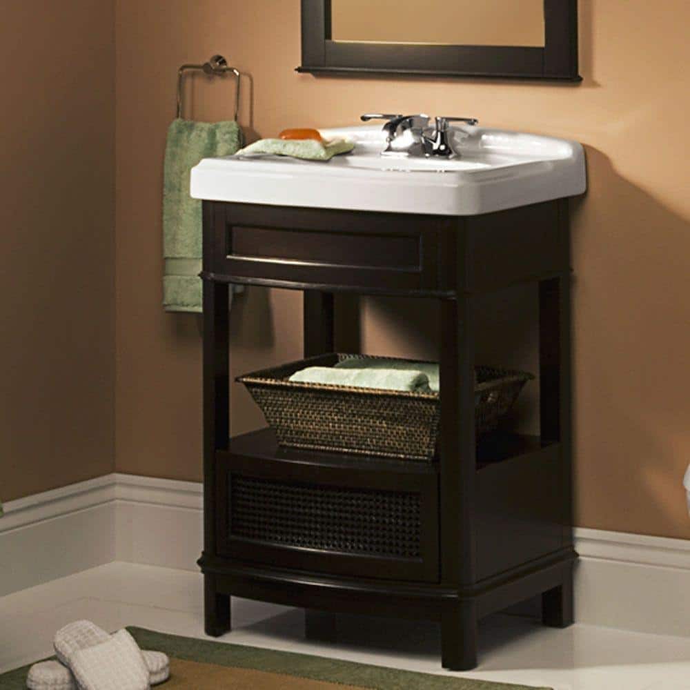 White Ceramic Rectangular Pedestal Bathroom Sink with Overflow