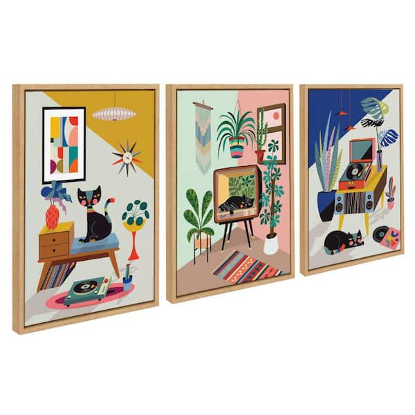 Kate and Laurel Sylvie Chill Out Saturday by Rachel Lee of My Dream Wall 3-Piece Framed Art Print 18 in. x 24 in.