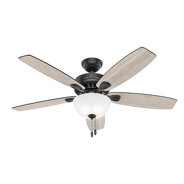 Hunter Stratford 52 In Led Indoor Matte Black Ceiling Fan With Light Kit 50486 The