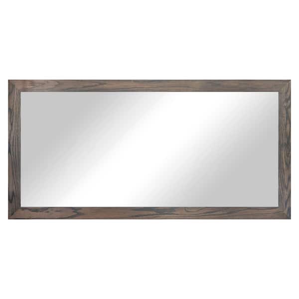 Rayne Mirrors 3 in Carbon Grey Frame (70 in. W x 33 in. H) Oak Hardwood Rectangle Wall Mirror