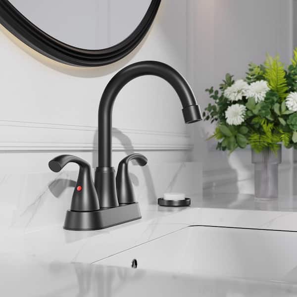 Phiestina Matte Black 4 Inch 2 or 3 Hole Brushed Nickel Bathroom