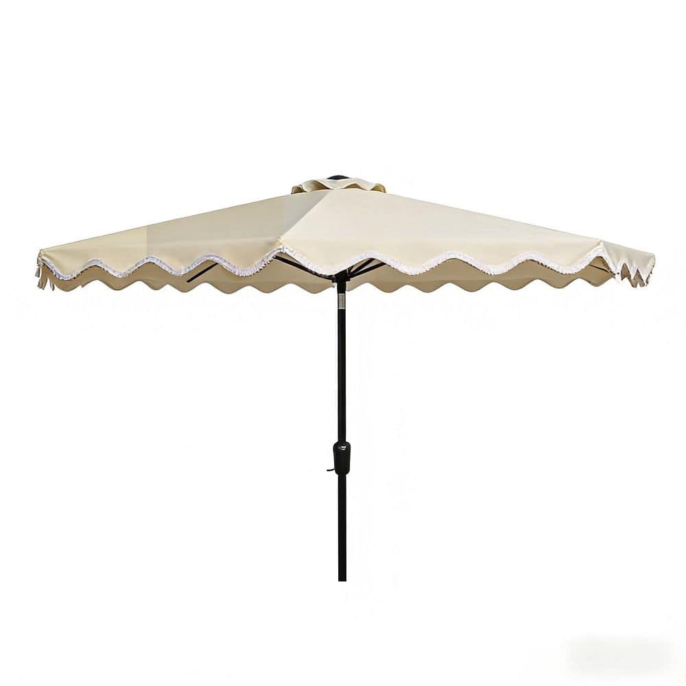 10 ft. Miro Market Solar LED Lighted Outdoor Patio Umbrella in White with Crank Lift System and UV-Resistant Fabric price history on PriceWatchPro